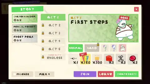 Starting Act 1 Create Party and placing a doodle from the hotbar