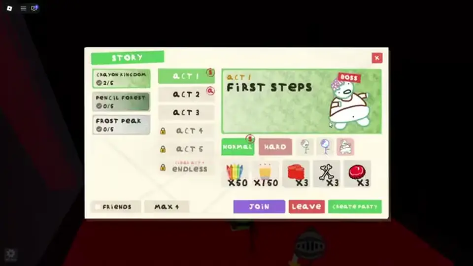 Doodle Tower Defense lobby Act and boss prompt before a match