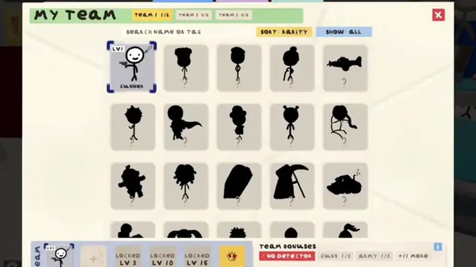 Doodle Tower Defense unit index showing the full collection